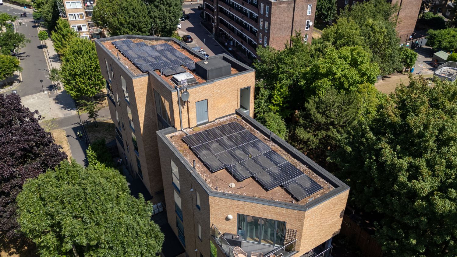 Aerial roof survey imagery for a managed block