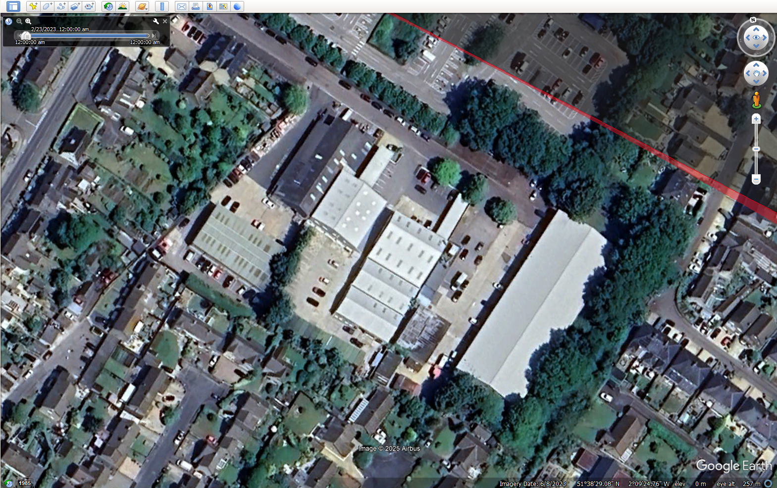 Example of desk-based roof assessment using Street View and satellite imagery
