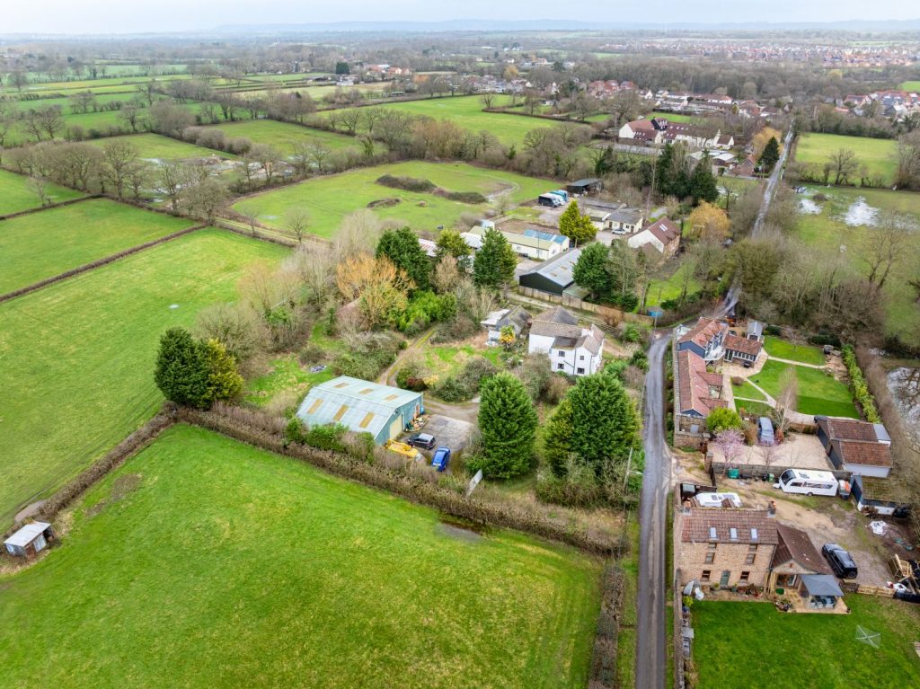 Aerial view of development land with planning permission South Gloucestershire