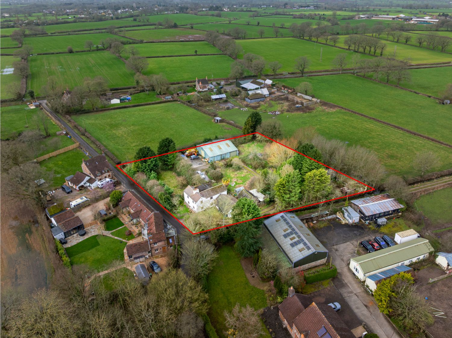 Annotated drone photography of land for sale near Yate Bristol by Aircam Drone